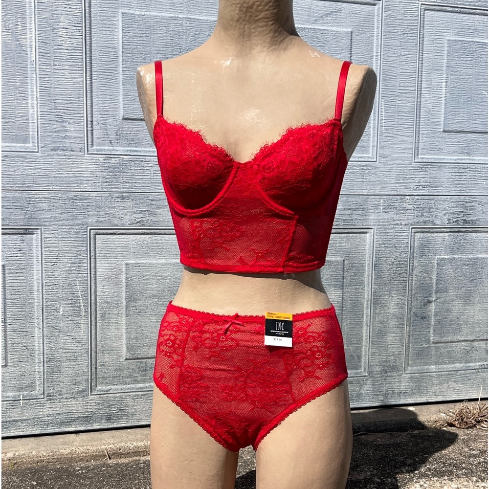 - INC Sz S Red Bustier & High Rise Panty Set! NEW! - Picture 3 of 16